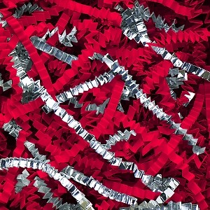 10 lb. Red and Silver Metallic Blend Crinkle Paper - 10 LBS PER CASE
