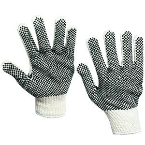 PVC Black Dot Knit Gloves - Medium - 12 PAIRS PER CASE